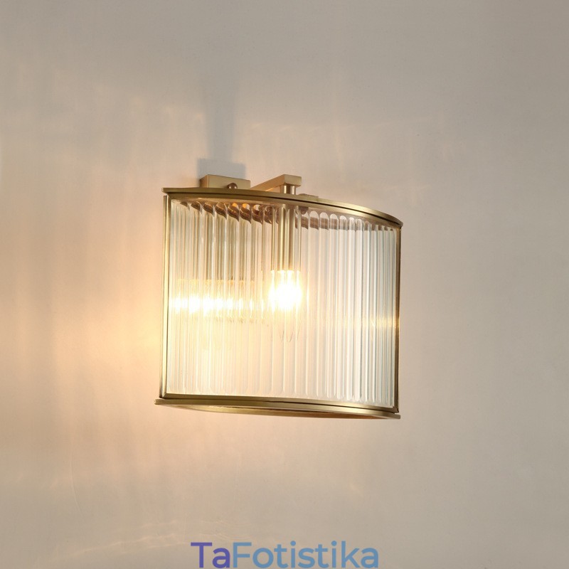 Pure Brass Luxurious Rustic Retro Vintage 1 Light τοίχου με γυάλινη απόχρωση