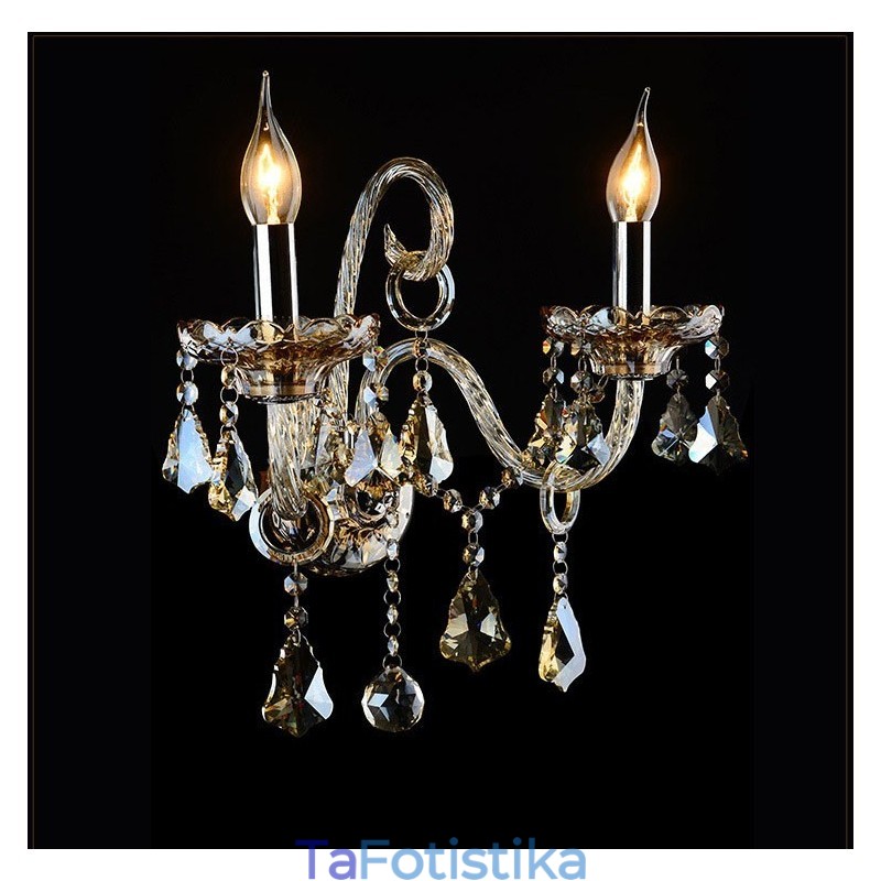 2 Light Matching Cognac Χρώμα K9 Κρυστάλλινο Κερί Retro Glass Wall Light
