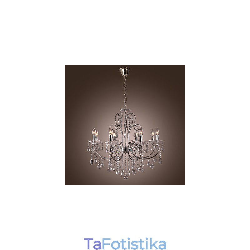 Παραδοσιακός Κλασικός Μεταλλικός Πολυέλαιος Κρυστάλλινο Χρώμιο