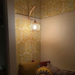 Απλίκα τοίχου Bamboo American Pastoral Retro Φωτιστικό τοίχου από σχοινί κάνναβης με βύσμα