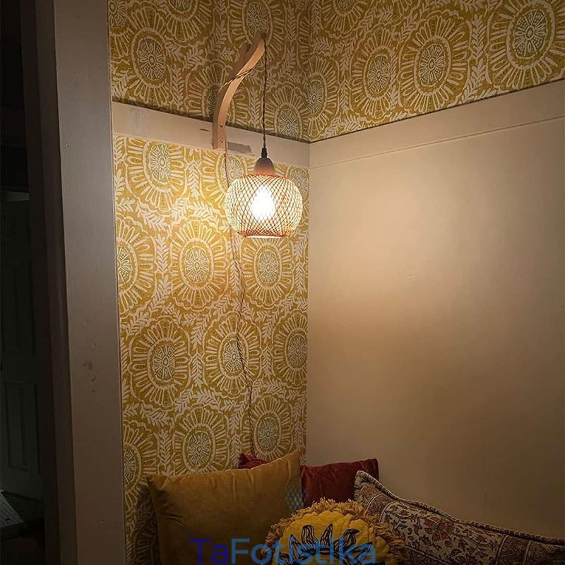 Απλίκα τοίχου Bamboo American Pastoral Retro Φωτιστικό τοίχου από σχοινί κάνναβης με βύσμα