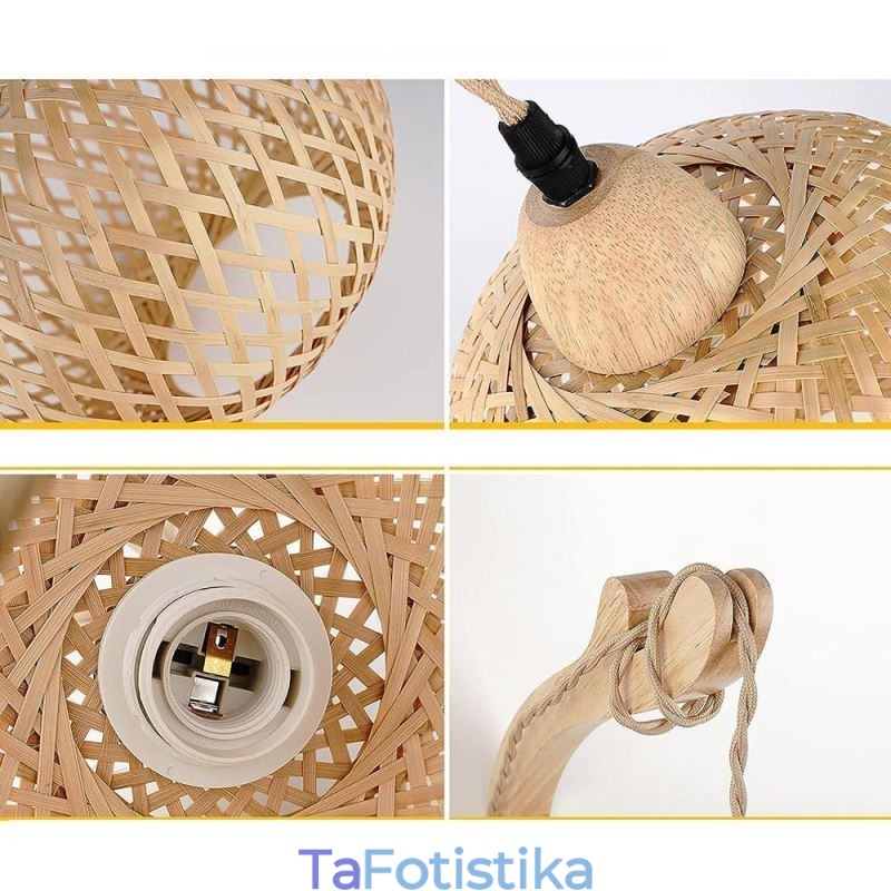 Απλίκα τοίχου Bamboo American Pastoral Retro Φωτιστικό τοίχου από σχοινί κάνναβης με βύσμα