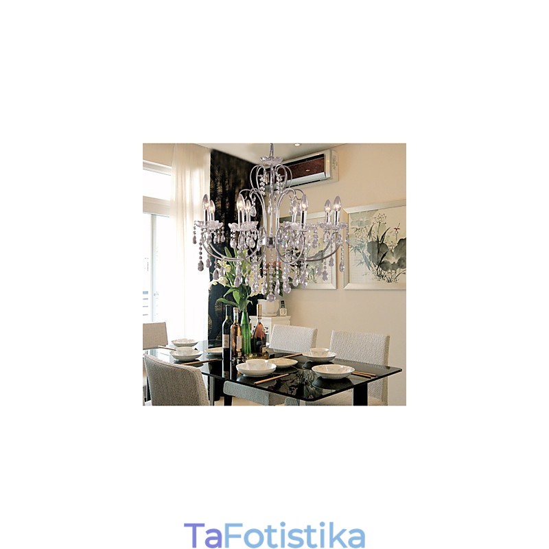 Παραδοσιακός Κλασικός Μεταλλικός Πολυέλαιος Κρυστάλλινο Χρώμιο