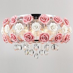 Country Crystal Electropled Metal Flush Mount