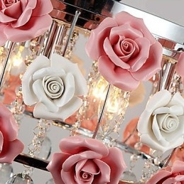 Country Crystal Electropled Metal Flush Mount