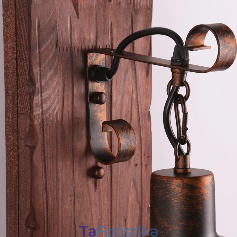 American Vintage Φωτιστικό τοίχου Industrial LOFT Απλίκα τοίχου από γυαλί από μασίφ ξύλο Φωτιστικό