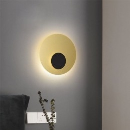 Nordic Wall Light Μαύρο Χρυσό Στρογγυλή Πλήρης Χάλκινη Απλίκα Τοίχου
