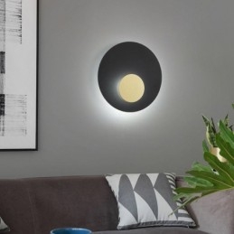 Nordic Wall Light Μαύρο Χρυσό Στρογγυλή Πλήρης Χάλκινη Απλίκα Τοίχου