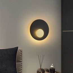 Nordic Wall Light Μαύρο Χρυσό Στρογγυλή Πλήρης Χάλκινη Απλίκα Τοίχου