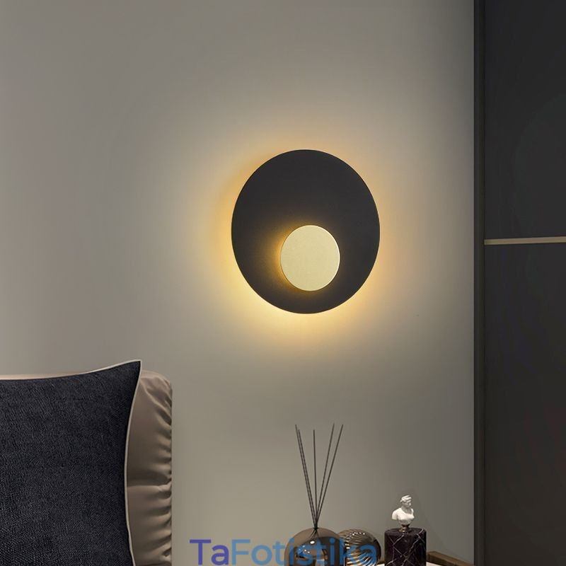 Nordic Wall Light Μαύρο Χρυσό Στρογγυλή Πλήρης Χάλκινη Απλίκα Τοίχου
