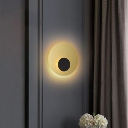 Nordic Wall Light Μαύρο Χρυσό Στρογγυλή Πλήρης Χάλκινη Απλίκα Τοίχου