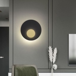 Nordic Wall Light Μαύρο Χρυσό Στρογγυλή Πλήρης Χάλκινη Απλίκα Τοίχου