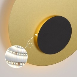 Nordic Wall Light Μαύρο Χρυσό Στρογγυλή Πλήρης Χάλκινη Απλίκα Τοίχου
