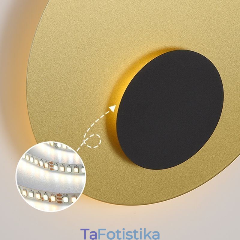 Nordic Wall Light Μαύρο Χρυσό Στρογγυλή Πλήρης Χάλκινη Απλίκα Τοίχου