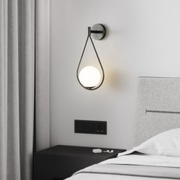 Μοντέρνα απλίκα Globe Glass Wall Light Black Water Drop Wall Light