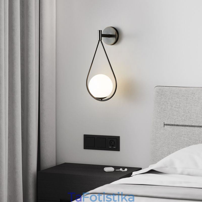 Μοντέρνα απλίκα Globe Glass Wall Light Black Water Drop Wall Light