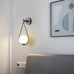 Μοντέρνα απλίκα Globe Glass Wall Light Black Water Drop Wall Light