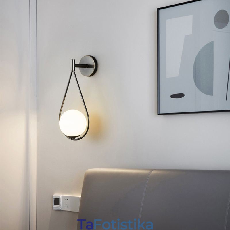 Μοντέρνα απλίκα Globe Glass Wall Light Black Water Drop Wall Light