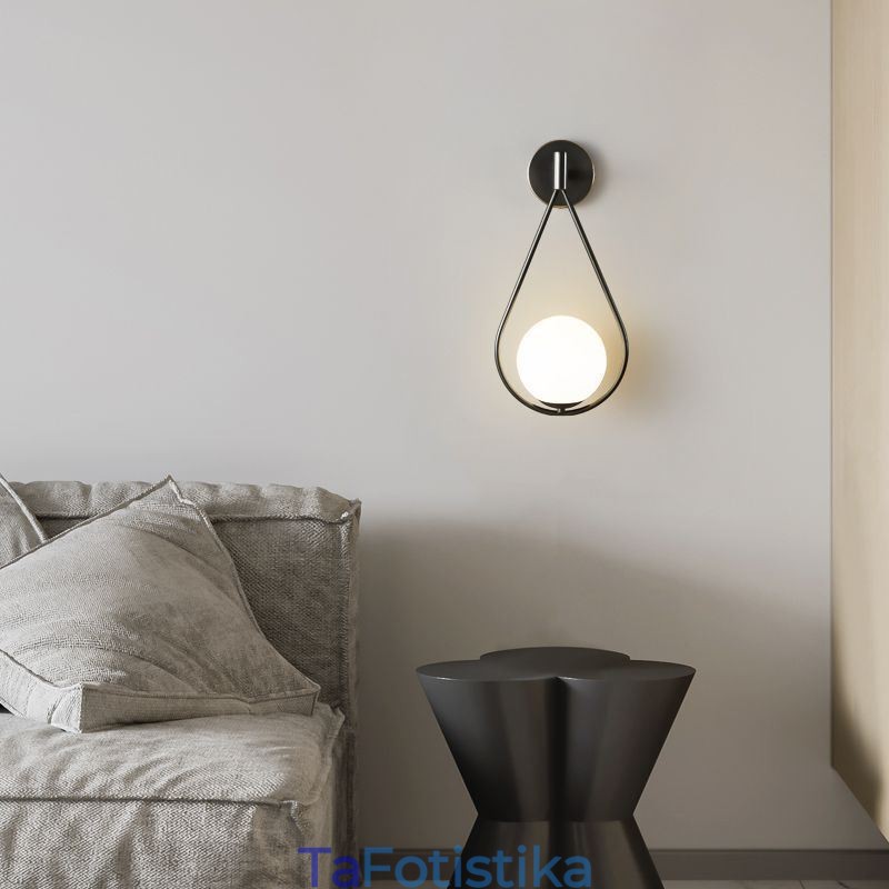 Μοντέρνα απλίκα Globe Glass Wall Light Black Water Drop Wall Light