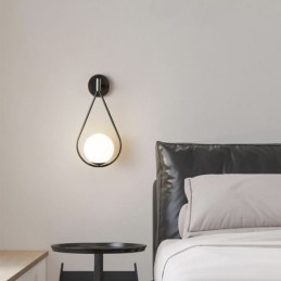 Μοντέρνα απλίκα Globe Glass Wall Light Black Water Drop Wall Light