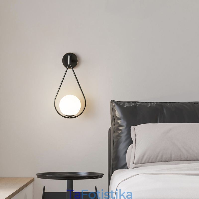 Μοντέρνα απλίκα Globe Glass Wall Light Black Water Drop Wall Light