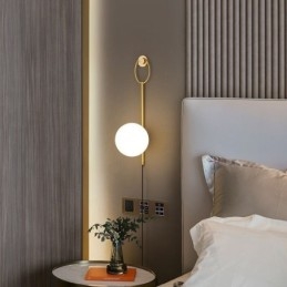 Μοντέρνο Globe Wall Sconce Βουρτσισμένο χρυσό γυάλινο φωτιστικό τοίχου