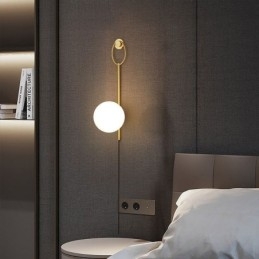 Μοντέρνο Globe Wall Sconce Βουρτσισμένο χρυσό γυάλινο φωτιστικό τοίχου
