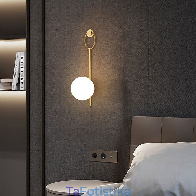 Μοντέρνο Globe Wall Sconce Βουρτσισμένο χρυσό γυάλινο φωτιστικό τοίχου