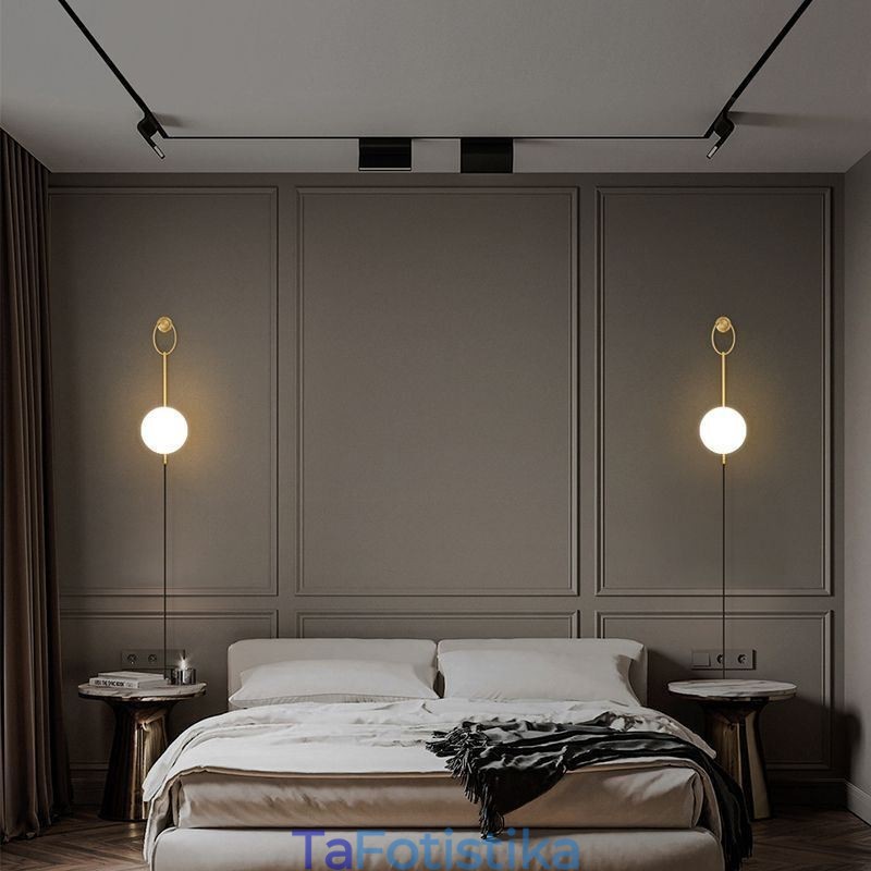 Μοντέρνο Globe Wall Sconce Βουρτσισμένο χρυσό γυάλινο φωτιστικό τοίχου