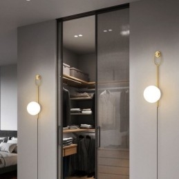 Μοντέρνο Globe Wall Sconce Βουρτσισμένο χρυσό γυάλινο φωτιστικό τοίχου