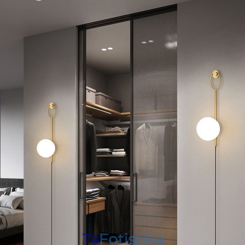Μοντέρνο Globe Wall Sconce Βουρτσισμένο χρυσό γυάλινο φωτιστικό τοίχου