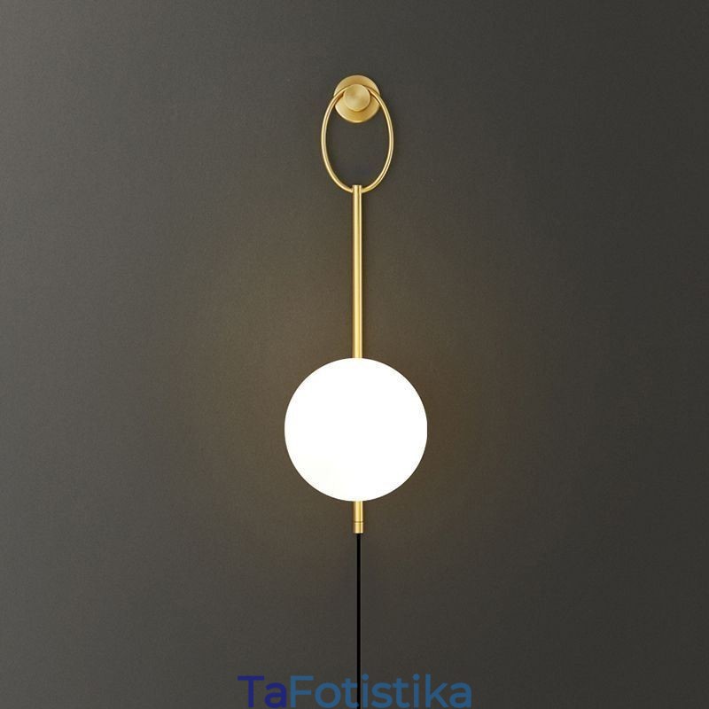 Μοντέρνο Globe Wall Sconce Βουρτσισμένο χρυσό γυάλινο φωτιστικό τοίχου