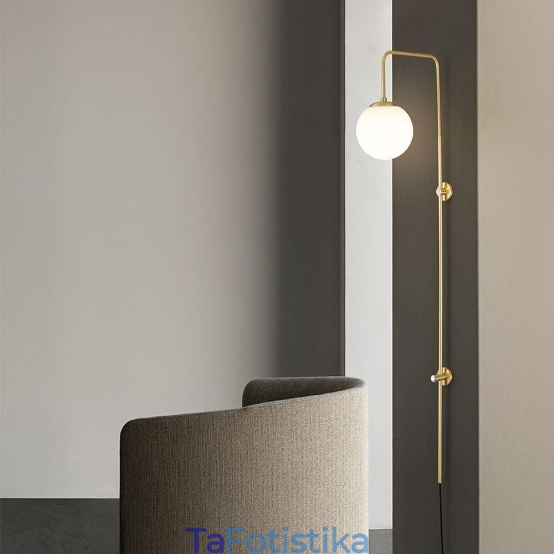 Μοντέρνο Globe Wall Sconce Βουρτσισμένο χρυσό γυαλί φωτιστικό τοίχου