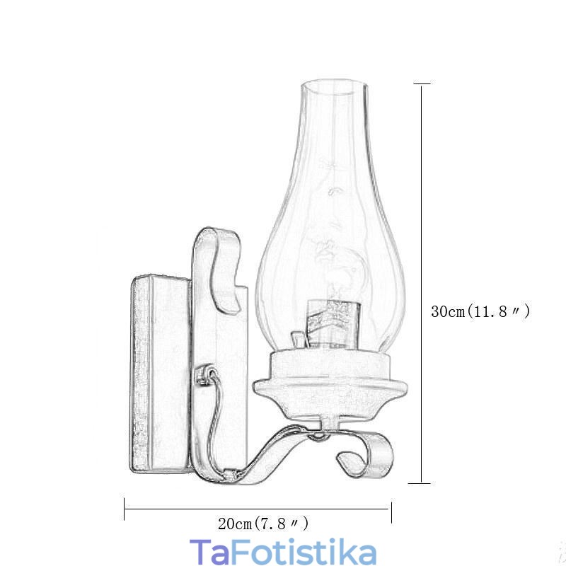 Vintage Φωτιστικό τοίχου από σφυρήλατο σίδερο Μονόφωτο Φωτιστικό απλίκας