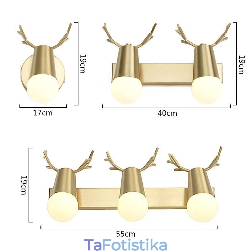 Φωτιστικό τοίχου Nordic Brass Καθρέφτης Μπροστινό Φως