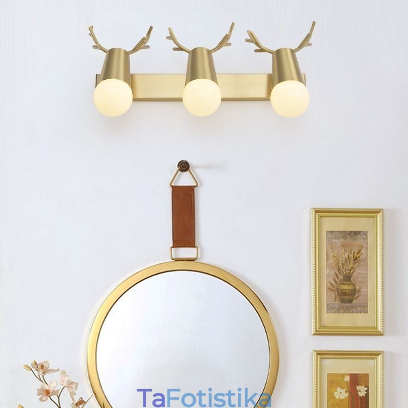 Φωτιστικό τοίχου Nordic Brass Καθρέφτης Μπροστινό Φως