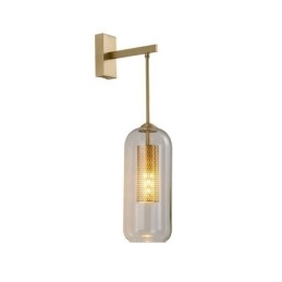 Φωτιστικό τοίχου Nordic Brass Inner Hollow out Cylinder Glass Lamp Shade