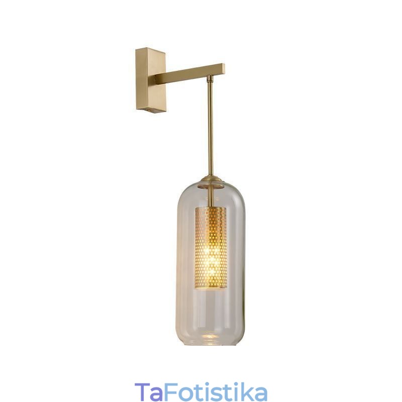 Φωτιστικό τοίχου Nordic Brass Inner Hollow out Cylinder Glass Lamp Shade