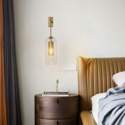 Φωτιστικό τοίχου Nordic Brass Inner Hollow out Cylinder Glass Lamp Shade