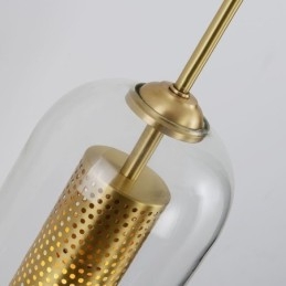 Φωτιστικό τοίχου Nordic Brass Inner Hollow out Cylinder Glass Lamp Shade