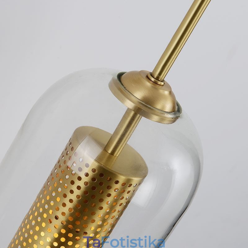 Φωτιστικό τοίχου Nordic Brass Inner Hollow out Cylinder Glass Lamp Shade