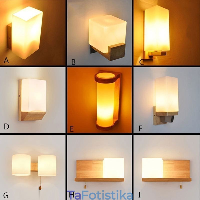 Φωτιστικό τοίχου Nordic Wood Γυάλινο αμπαζούρ απλίκα