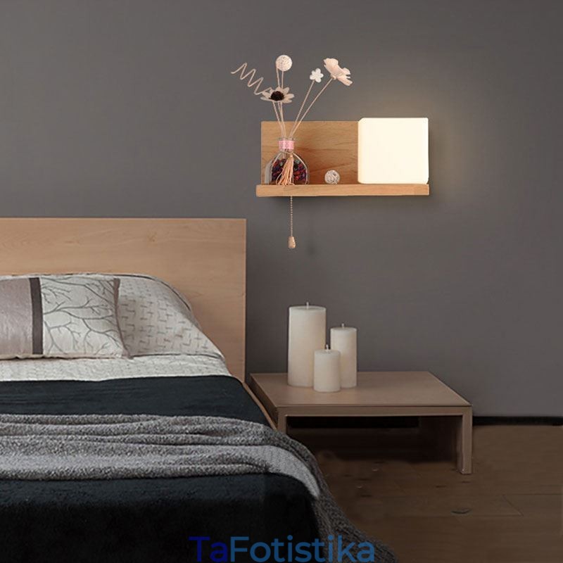 Φωτιστικό τοίχου Nordic Wood Γυάλινο αμπαζούρ απλίκα