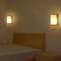 Κάθετο φωτιστικό τοίχου από μπαμπού Δημιουργικός στρογγυλός φωτισμός τοίχου δίπλα στο κρεβάτι