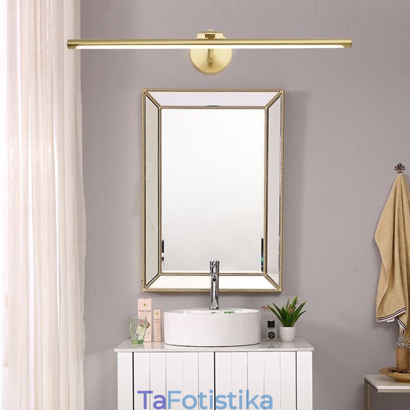 Nordic Mirror Μπροστινό Φωτεινό Μπρούτζινο Ακρυλικό Επιτοίχιο Φωτιστικό