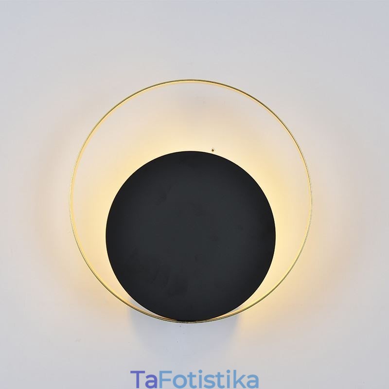Φωτιστικό τοίχου σε μοντέρνο στυλ Μαύρη κυκλική απλίκα τοίχου Δημιουργικό φωτιστικό κομοδίνου