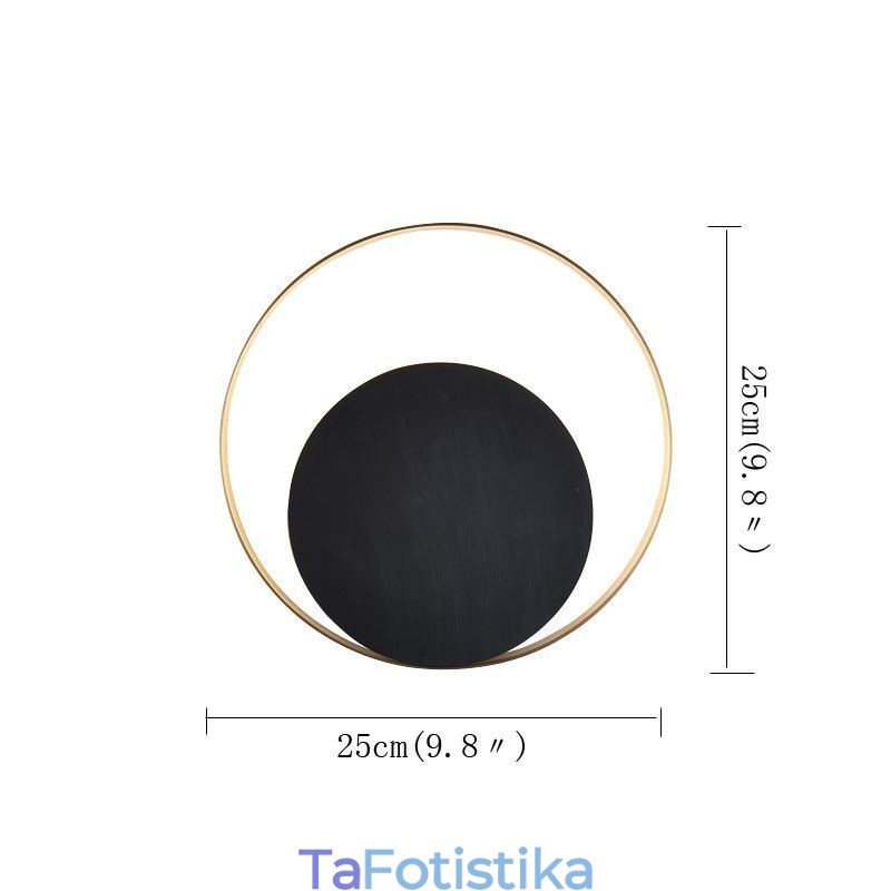 Φωτιστικό τοίχου σε μοντέρνο στυλ Μαύρη κυκλική απλίκα τοίχου Δημιουργικό φωτιστικό κομοδίνου