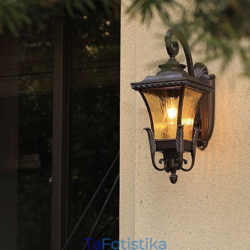 Κινεζικό Φωτιστικό Εξωτερικού Χώρου Μονοκεφαλής Αδιάβροχο Γυάλινο Φωτιστικό τοίχου Αυλής