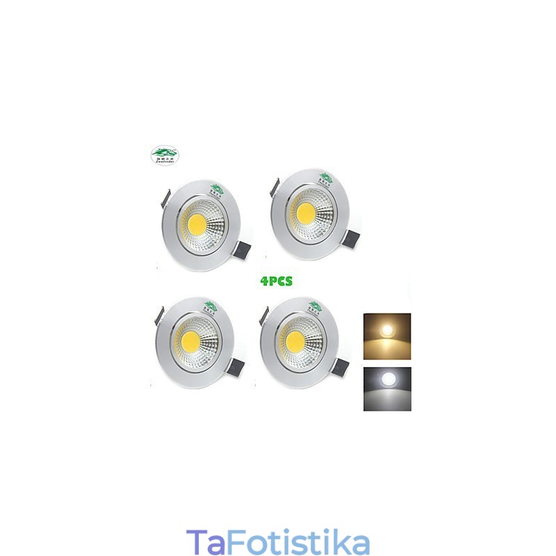 4 ΤΕΜ Zweihnder 3W 300Lm Φωτιστικό οροφής COB Downlight Ζεστό λευκό φως