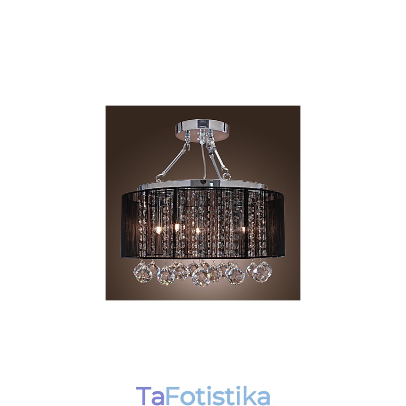 Μοντέρνο Crystal Flush Mount με 5 Lights Black Fabric Shade